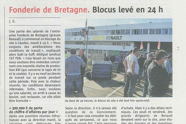 Fonderie de Bretagne | Grève gagnante pour améliorer les conditions de travail