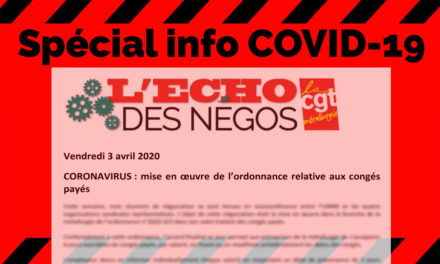 CORONAVIRUS : ordonnance relative aux congés payés, déclaration FTM-CGT