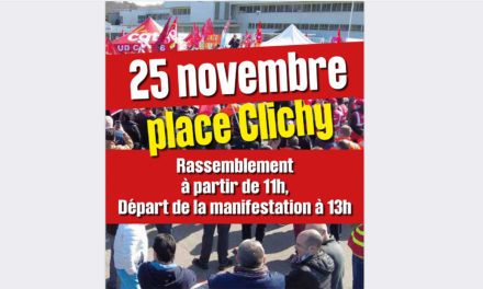 25 novembre, rdv 11h place Clichy, départ manif 13h (affiches)