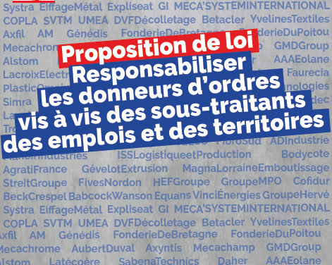 Proposition de loi Responsabiliser les donneurs d’ordres vis à vis des sous traitants des emplois et des territoires