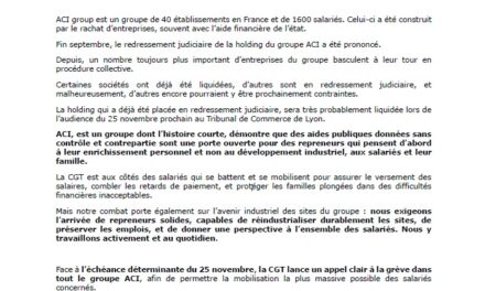 La situation du groupe et des sociétés ACI : un nouveau scandale financier derrière la casse de l’industrie ?