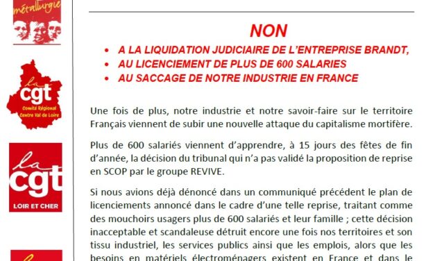 Communiqué de presse situation de Brandt