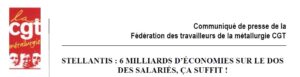 Stellantis: 6 milliards d&rsquo;économies sur le dos des salariés, ça suffit !