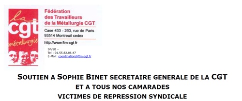 Motion de soutien de la FTM CGT à Sophie Binet, secrétaire générale de la CGT