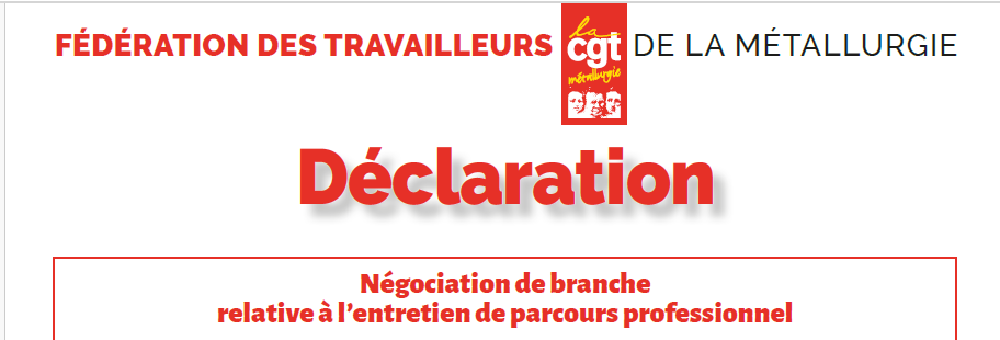 Déclaration – Négociation de branche relative à l’entretien de parcours professionnel